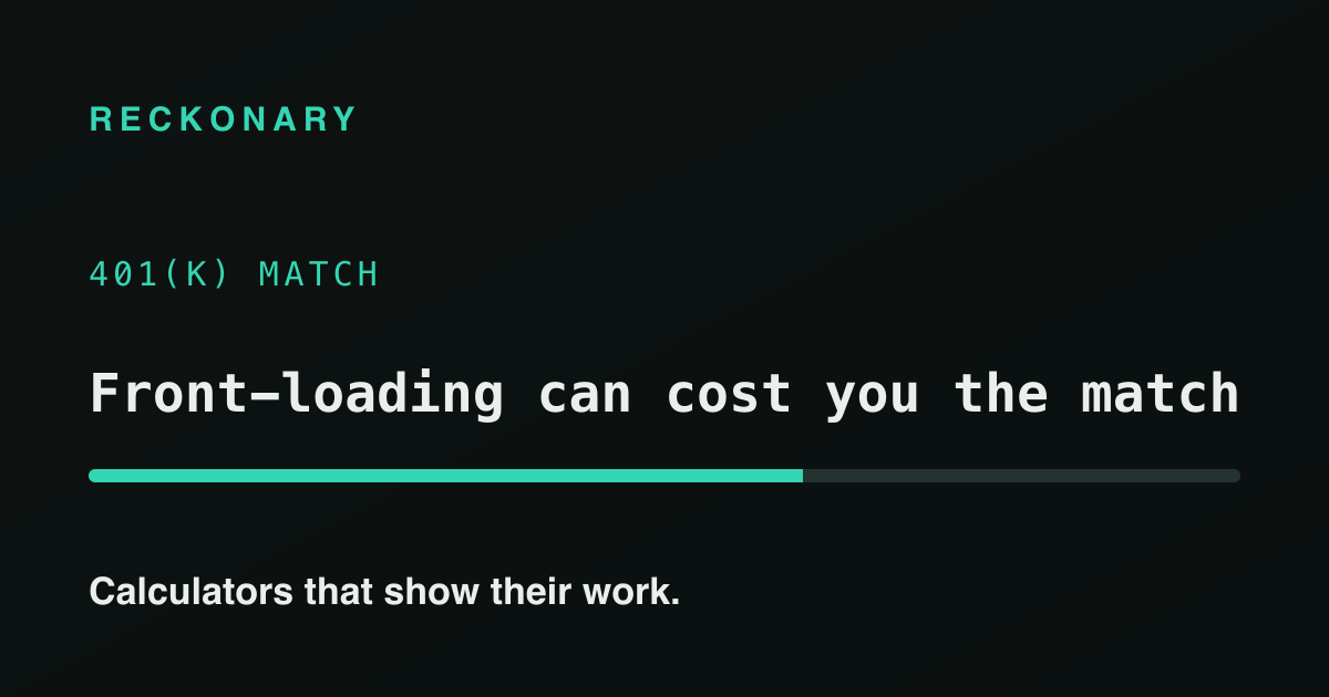 Front-loading your 401(k) can cost you the match